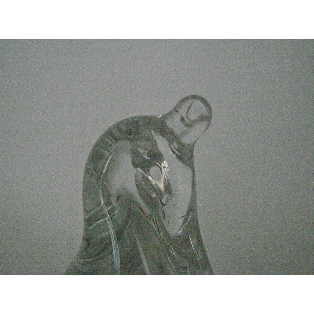 Clear Glass Penguin Figurine with Red Fish Inside Belly Artisan Paperweight Deco - Picture 5 of 12